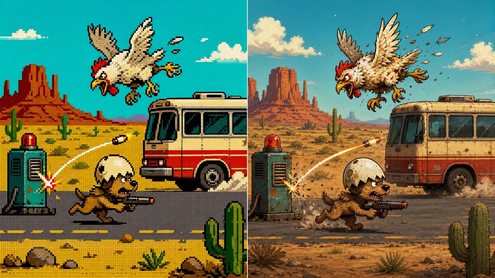 The same encounter on the ZX Spectrum Next and on desktop.